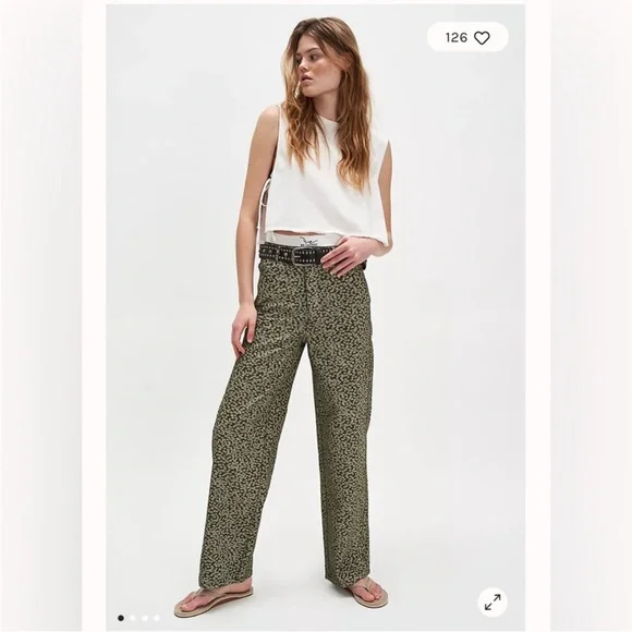 FP Movement by Free People Green Patterned Wide Leg Pants 100% cotton - Picture 5 of 16